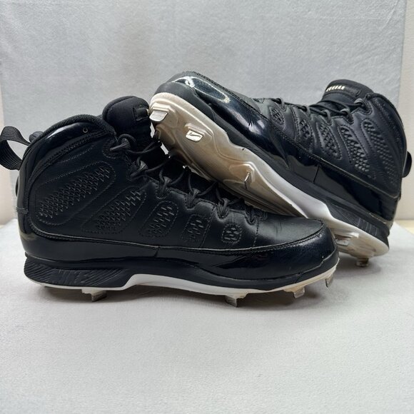Mens 11.5 Nike Air Jordan 9 Retro RE2PECT Metal Baseball Cleats Black Jeter - Picture 5 of 8